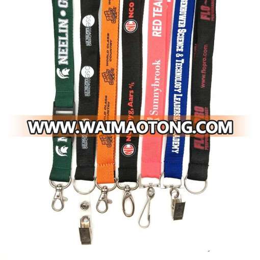 Factory Wholesale Polyester Material Silkscreen Neck Strap Custom Logo Printing Lanyard